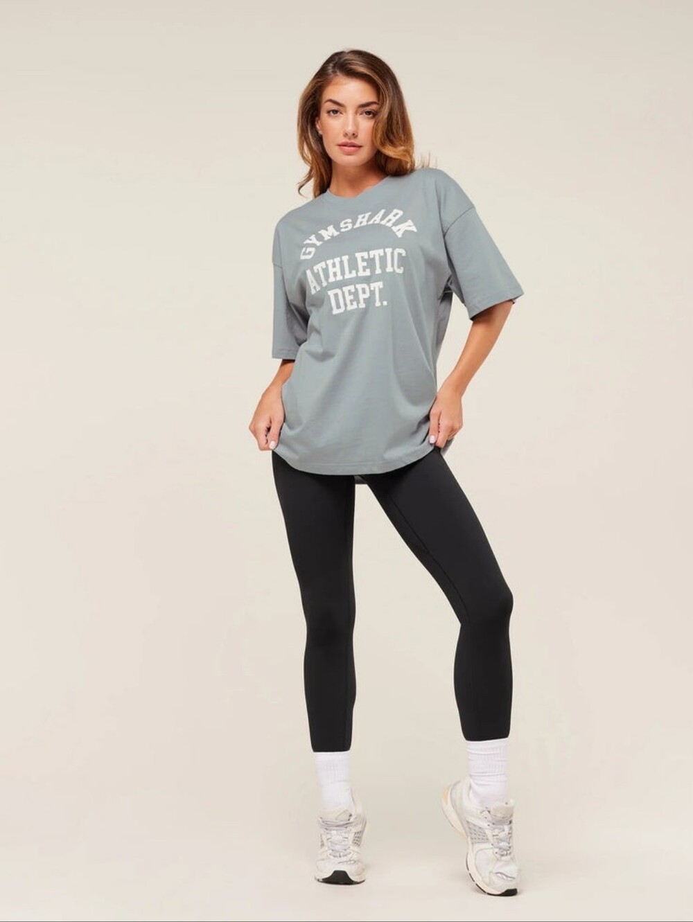 Gymshark Athletic Department Oversized Graphic T-Shirt | XS | Denim Grey